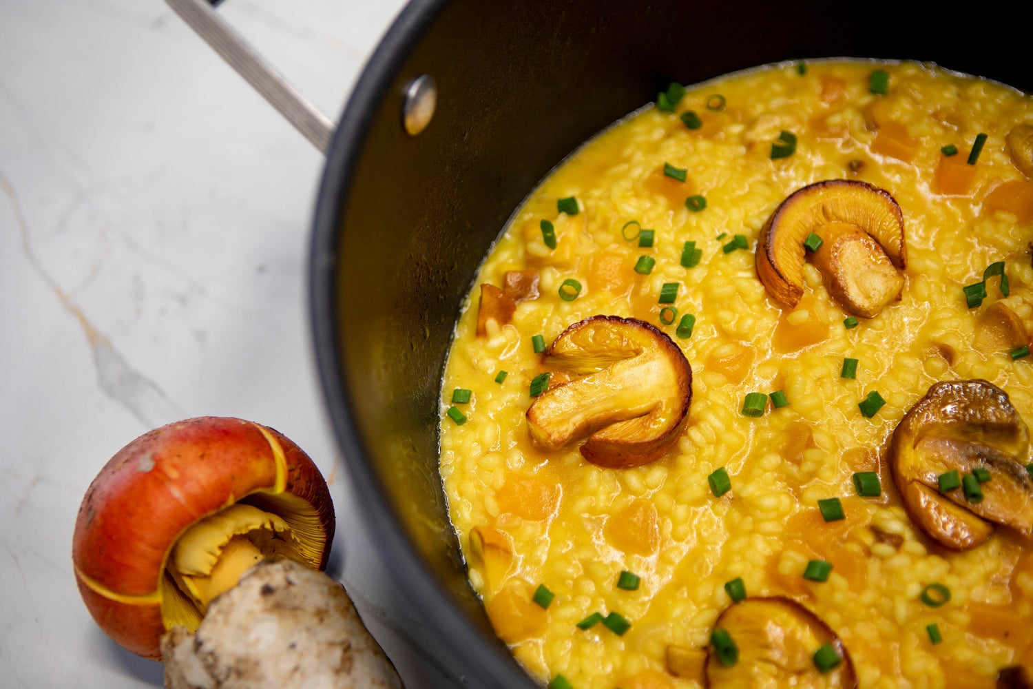 Risotto au potiron et amanite des Césars