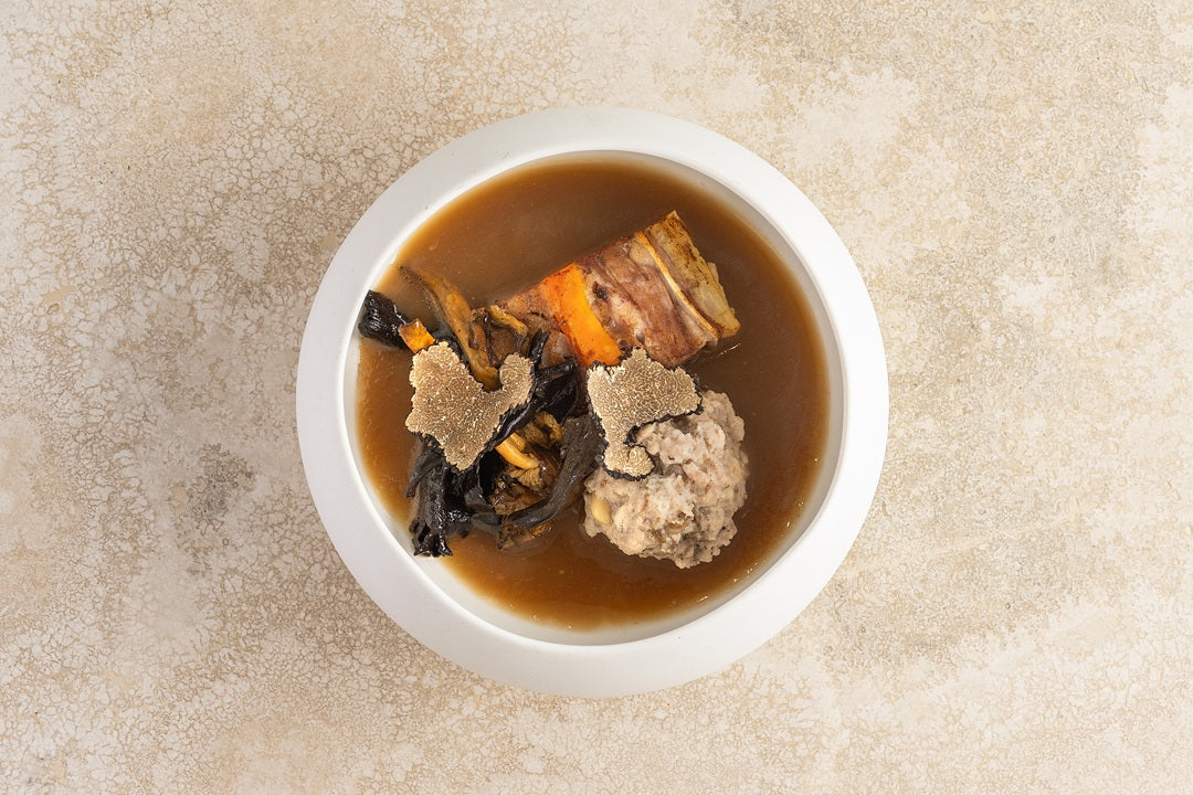 Escudella revisitée aux champignons, à la truffe et sa terrine
